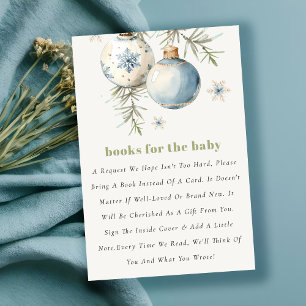 Carte D'accompagnement Hiver Noël Blue Books Pour Baby shower