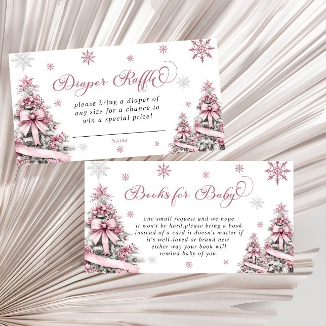 Carte D'accompagnement Hiver Noël rose Baby shower Déchets Raffle (Créateur téléchargé)
