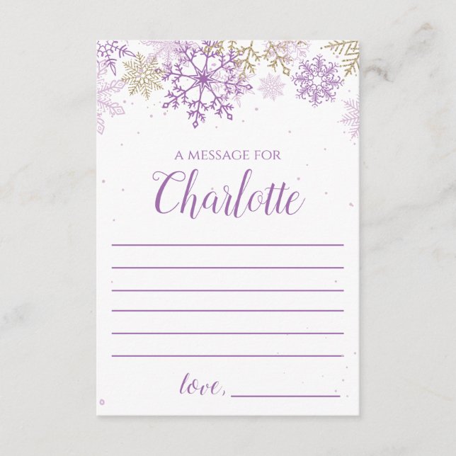 Carte D'accompagnement Hiver Onederland or violet Temps Capsule (Devant)