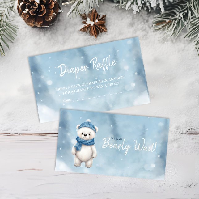 Carte D'accompagnement Hiver Ours Bleu Bébé Déchets Raffle Demande (Créateur téléchargé)