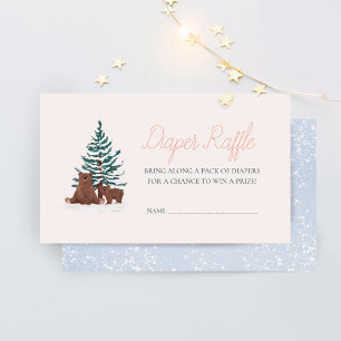 Carte D'accompagnement Hiver Pine Forêt Bébé Ours Déchets Raffle