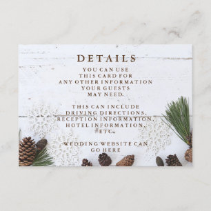 Carte D'accompagnement Hiver Pinecone et flocons de neige épousant des