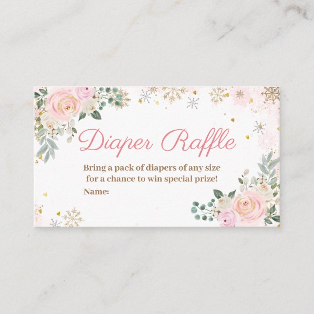 Carte D'accompagnement Hiver Pink Floral Snowflakes Raffin de couche (Devant)
