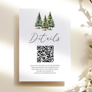 Carte D'accompagnement Hiver Pins de neige arbres QR Code Code Détails du