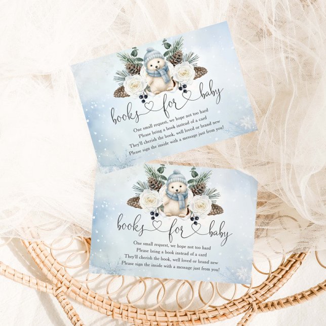 Carte D'accompagnement Hiver Polar Bear Boy Baby shower Livres Pour Bébé (Créateur téléchargé)