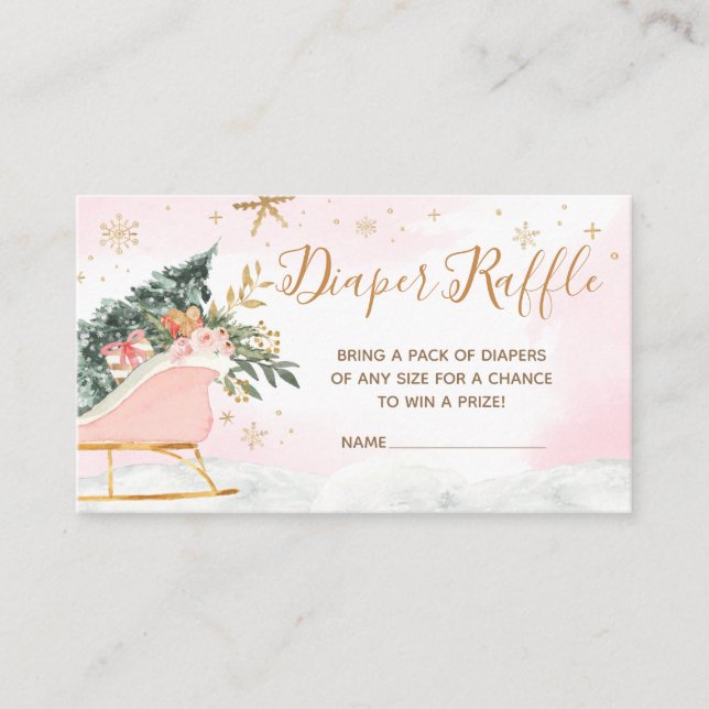 Carte D'accompagnement Hiver Rose or Snowflake Déchets Raffin (Devant)