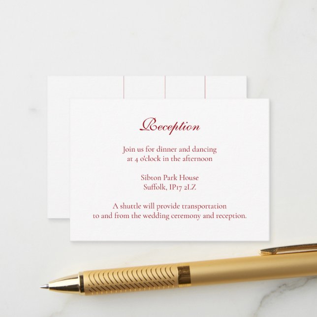 Carte D'accompagnement Hiver Rouge Noël Bauble Ornements Mariage (Devant/Arrière en situation)