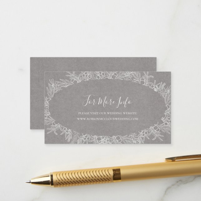 Carte D'accompagnement Hiver rustique | Site Mariage gris (Devant/Arrière en situation)