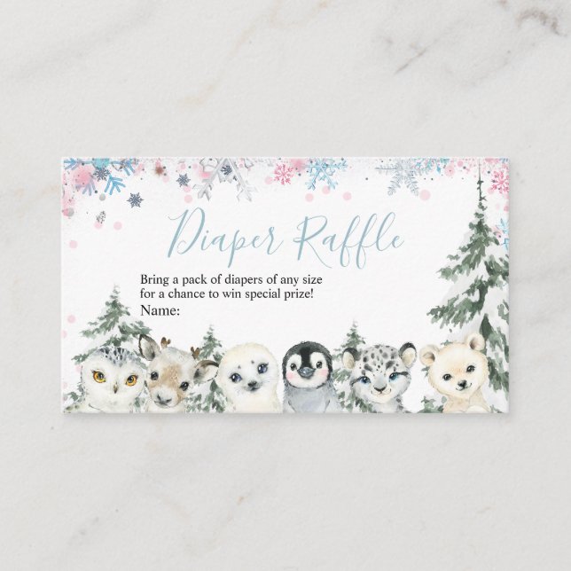 Carte D'accompagnement Hiver Snowflakes Animal Artics Diaper Raffin (Devant)