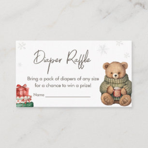 Carte D'accompagnement Hiver Teddy Bear Baby shower Déchets Raffin