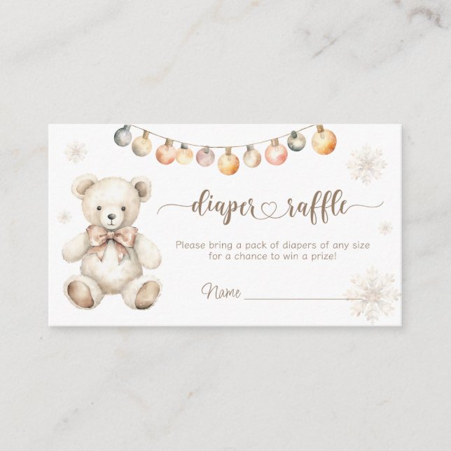 Carte D'accompagnement hivernal bearly attente Baby shower diaper tombole (Devant)
