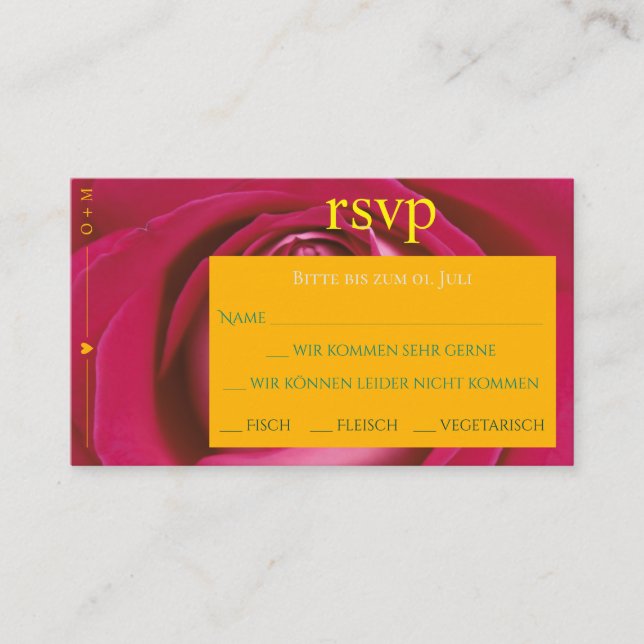 Carte D'accompagnement Hochzeit Antwortskarte RSVP mit Rosençon (Devant)