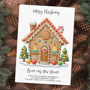 Carte D'accompagnement Holiday Mote Cute Gingerbread Maison Nouvelle adre