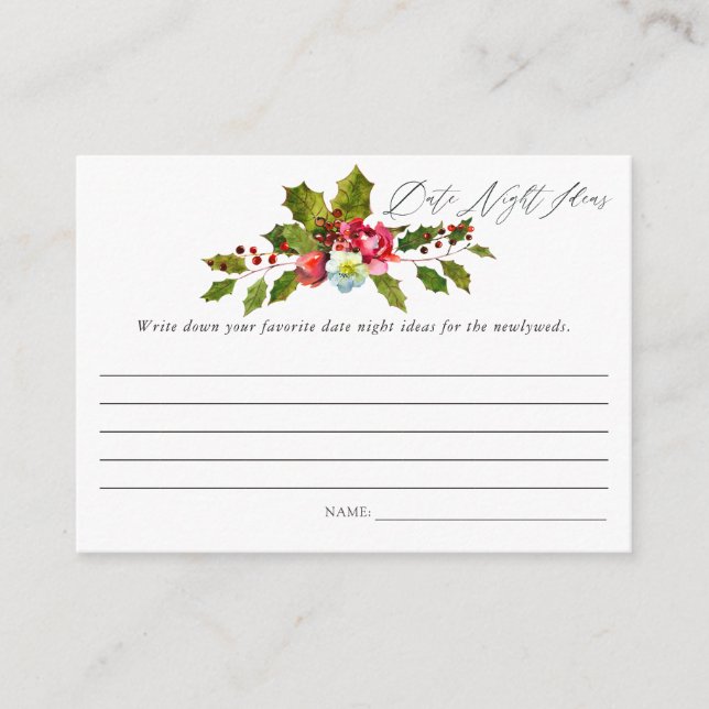 Carte D'accompagnement Holly Noël Fête des mariées Date Nuit Idées (Devant)