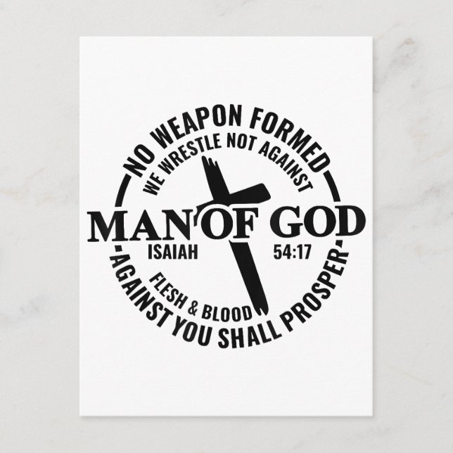 Carte D'accompagnement Homme de Dieu, Aucune Arme Formée Contre Moi Sera  (Devant)