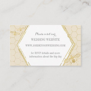 Carte D'accompagnement Honey Bee Cream Gold Custom Website Card