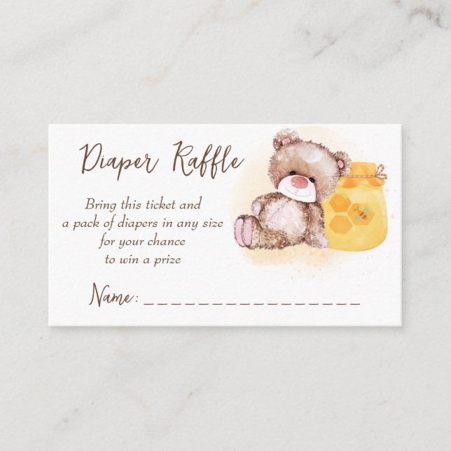 Carte D'accompagnement Honey pot en peluche ours baby shower tombole de c (Devant)