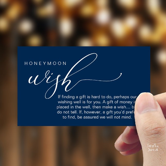 Carte D'accompagnement Honeymoon Wish Wishing Well, Fund, A Note On Gifts (Honeymoon Fund Wishing Well, Wish, A Note On Gifts Enclosure Card in Navy Blue)