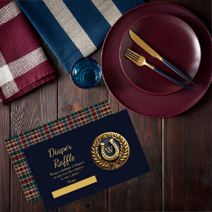 Carte D'accompagnement Horseshoe Equestre Preppy Bleu Déchets Raffle