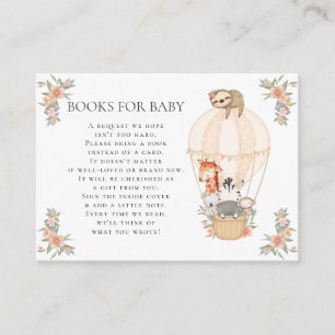 Carte D'accompagnement Hot Air Balloon Giraffe Zebra Sloth Books pour béb