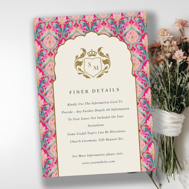 Carte D'accompagnement Hot Rose Gold Classy Floral Laurel Mariage Détail (Créateur téléchargé)