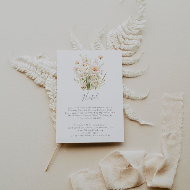 Carte D'accompagnement Hôtel classique Boho Blush Fleur sauvage (Créateur téléchargé)