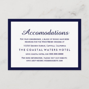 Carte D'accompagnement Hôtel nautique de logement de mariage de bleu