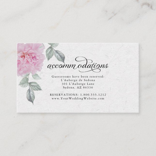 Carte D'accompagnement Hôtel Pink Peonies Hôtels Hébergements (Devant)