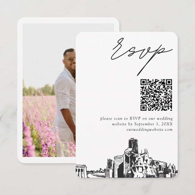 Carte D'accompagnement Houston Mariage moderne RSVP QR Code (Devant / Derrière)