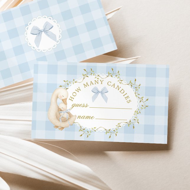 Carte D'accompagnement How many Candies Sillyt goose Blue gingham Bow (Créateur téléchargé)