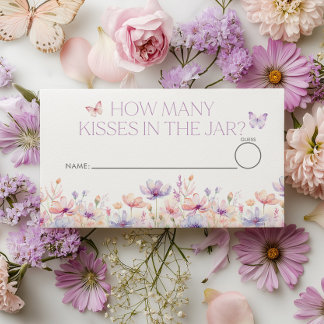 Carte D'accompagnement How many kisses Floral Butterfly Bridal Shower 
