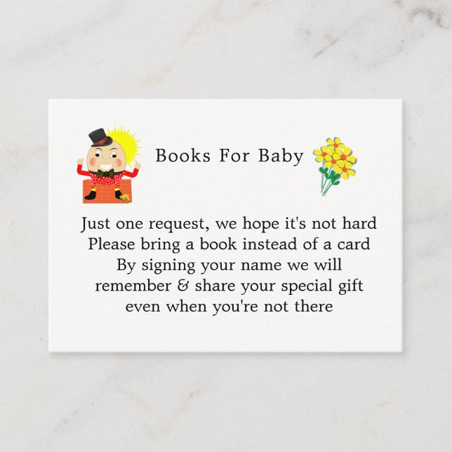 Carte D'accompagnement Humpty Dumpty Nursery Rhyme Livres mignons Pour Bé (Devant)