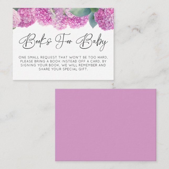 Carte D'accompagnement Hydrangea Baby shower Livres Pour Bébé (Devant / Derrière)