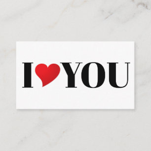 Carte D'accompagnement I Love You coeur rouge typographie moderne mignonn