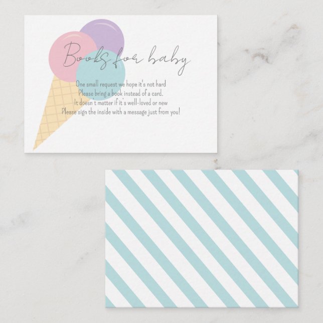 Carte D'accompagnement Ice Cream Scoop Confetti Livres Pour Baby shower (Devant / Derrière)