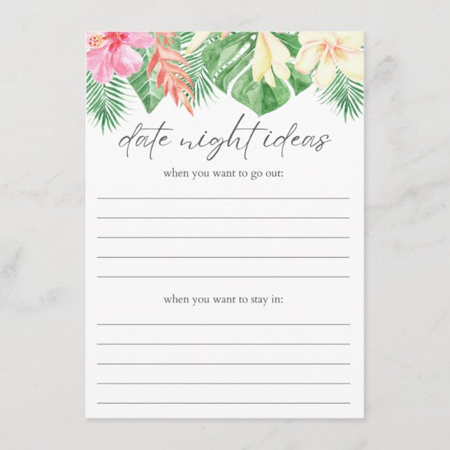 Carte D'accompagnement Idées de nuit Fête des mariées tropicale Insérer (Devant)