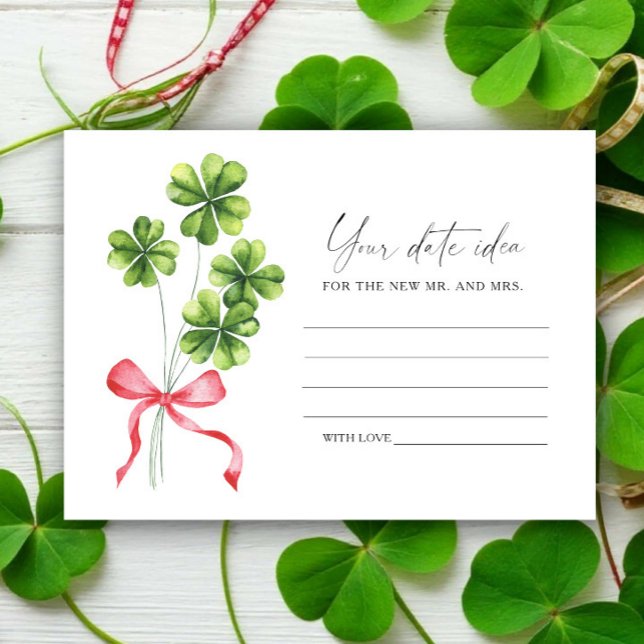 Carte D'accompagnement Idées de soirée de date de fête prénuptiale Clover (Créateur téléchargé)