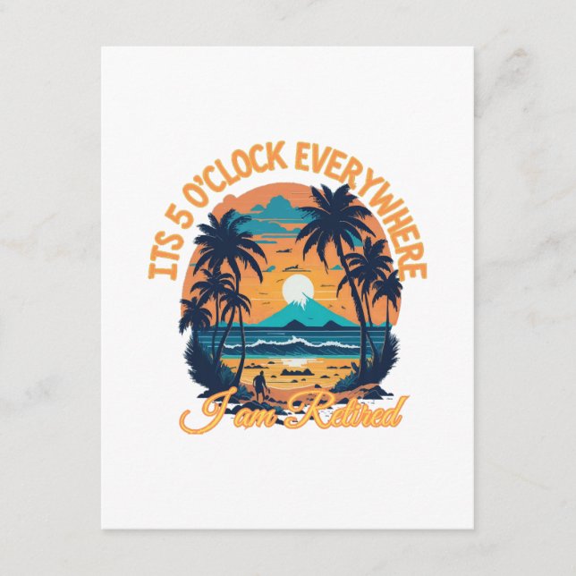 Carte D'accompagnement Il est 5 heures partout où je suis retraité (Devant)