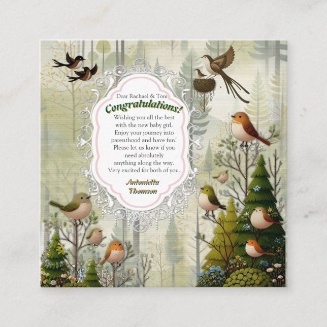Carte D'accompagnement Illustration artistique d'oiseaux simplistes de st (Devant)