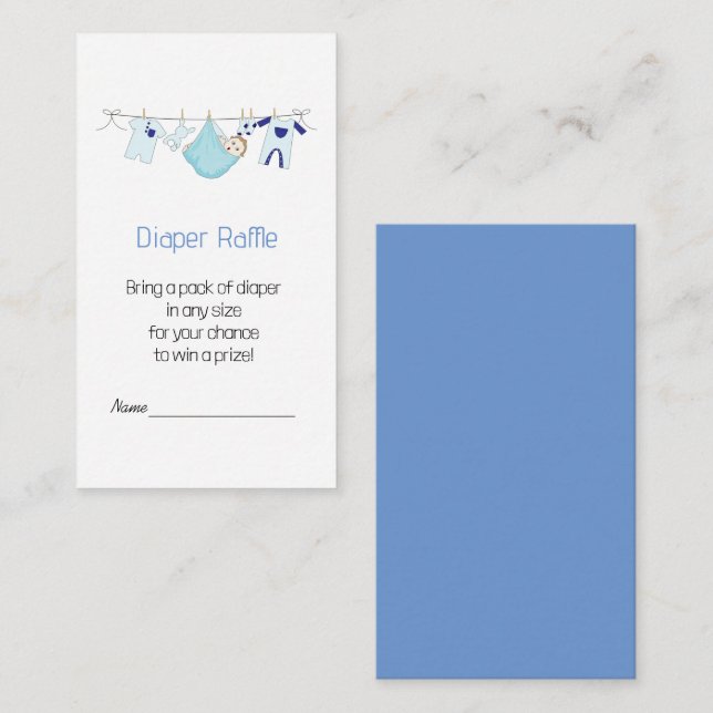 Carte D'accompagnement Illustration Bleu Cute Raffle de couches (Devant / Derrière)
