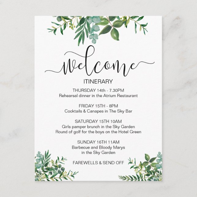 Carte D'accompagnement Illustration de verdure de week-end de mariage Bie (Devant)