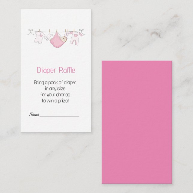 Carte D'accompagnement Illustration rose mignonne Raffle de couche (Devant / Derrière)