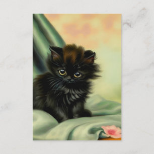 Carte D'accompagnement Illustration vintage de Kitten noir