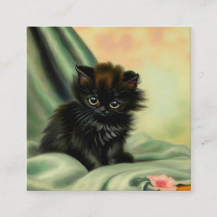 Carte D'accompagnement Illustration vintage de Kitten noir