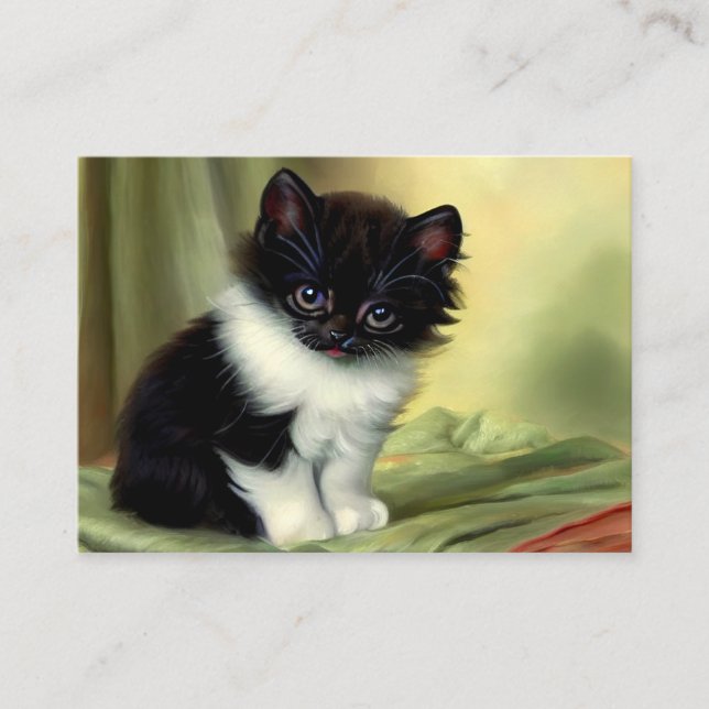 Carte D'accompagnement Illustration vintage Tuxedo Kitten (Devant)