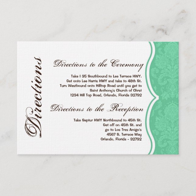 Carte D'accompagnement Impression de la dentelle en damas blanc 3x5 (Devant)