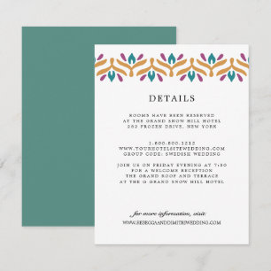 Carte D'accompagnement Indian Folk Art Jade Green MARIAGE Détails sur l'i