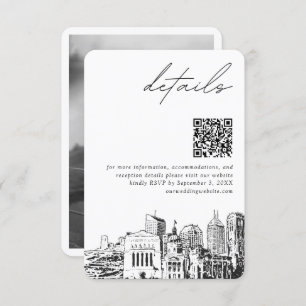 Carte D'accompagnement Indianapolis Mariage Détails modernes Code QR