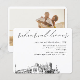 Carte D'accompagnement Indianapolis Mariage Dîner de répétition élégant