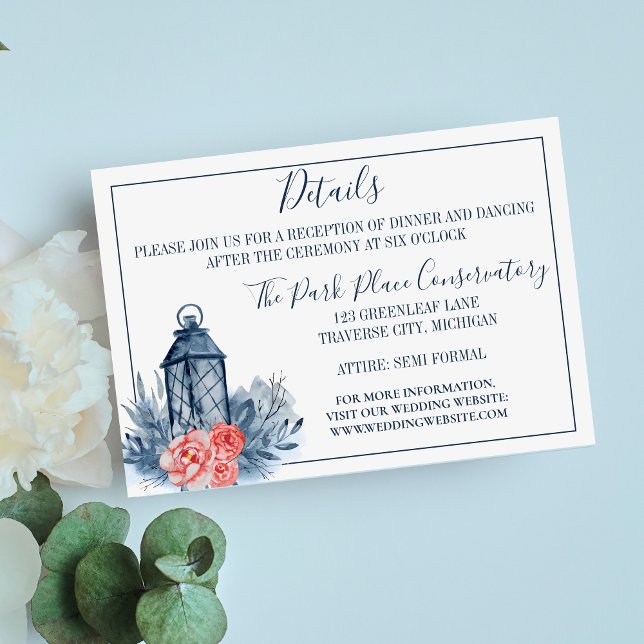 Carte D'accompagnement Indigo Bliss Branches florales Détails de la lante (Créateur téléchargé)